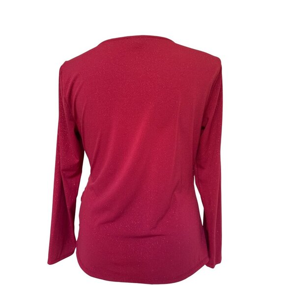 Vince Camuto Asymmetric Cutout Top, Long Sleeve Sparkle Red Women's Size XL - Picture 5 of 9